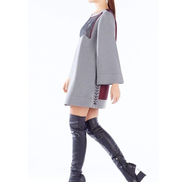 BCBGMAXAZRIA Runway Milenna Dress Grey/Wine Color Size XS $598 - Picture 3 of 13